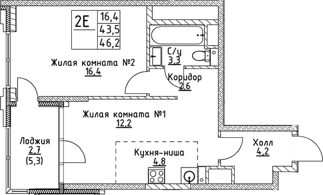 2-комн. ВЭРИ на Миклухо-Маклая