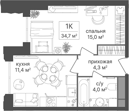 1-комн. Гостиничный комплекс Варшавские ворота