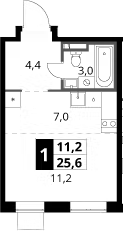 Студия, 25.6 м², 9/24 этаж, ЖК «1-й Донской»