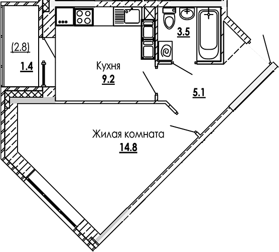 1-комн. Малиново
