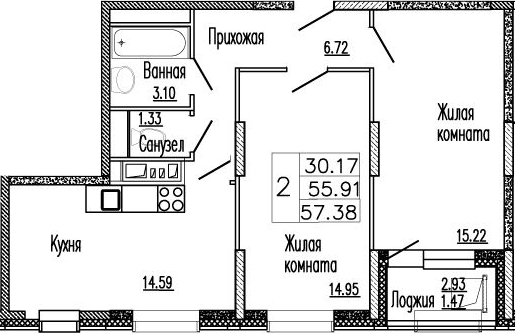 2-комн. Клевер