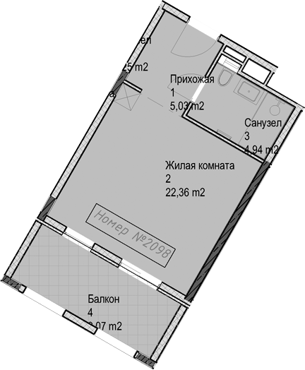 Студия квартира, 32.3 м² в ЖК Гостиничный комплекс Николай 1 — фото 2