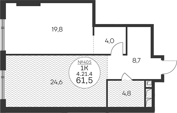 2-комн., 61.5 м², 21/33 этаж, ЖК «Клубный квартал КРЫЛАТСКАЯ 33»
