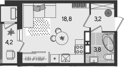 Студия квартира, 25.8 м² в ЖК Рекорд — фото 3