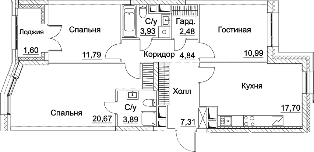4+ комнаты, 83.6 м², 5/16 этаж, ЖК «СЕЗАР СИТИ»
