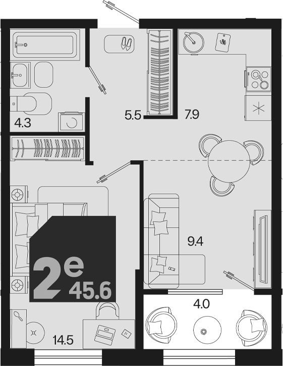 2-комн. квартира, 41.6 м² в ЖК Первое место — фото 2
