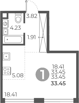 Студия, 33.45 м², 16/27 этаж, ЖК «Мневники от Гранель»