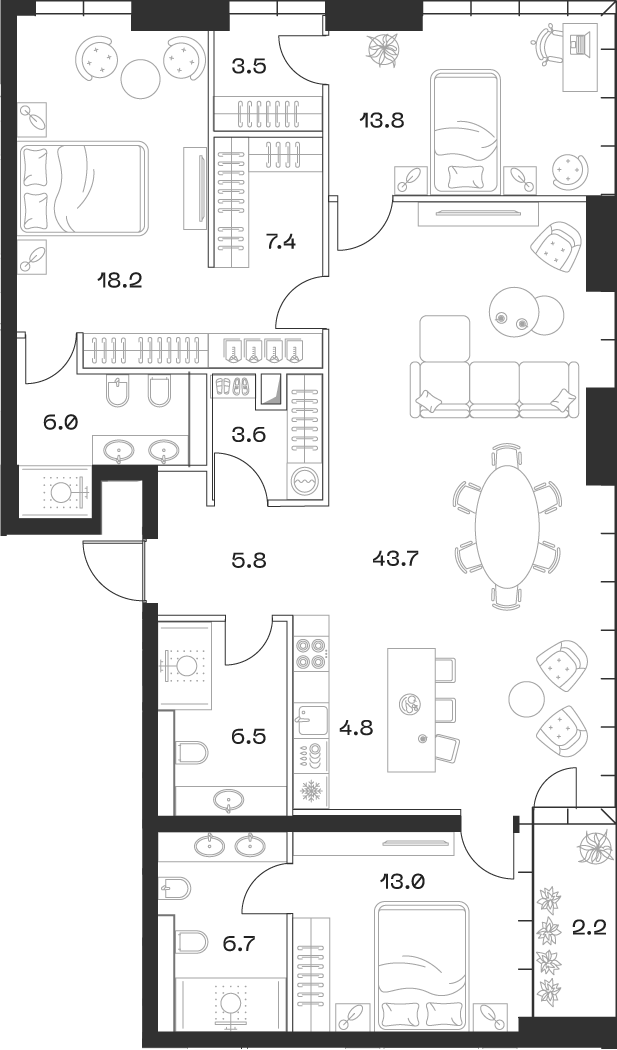 4+ комнаты, 133.6 м², 14/18 этаж, ЖК «SHIFT»