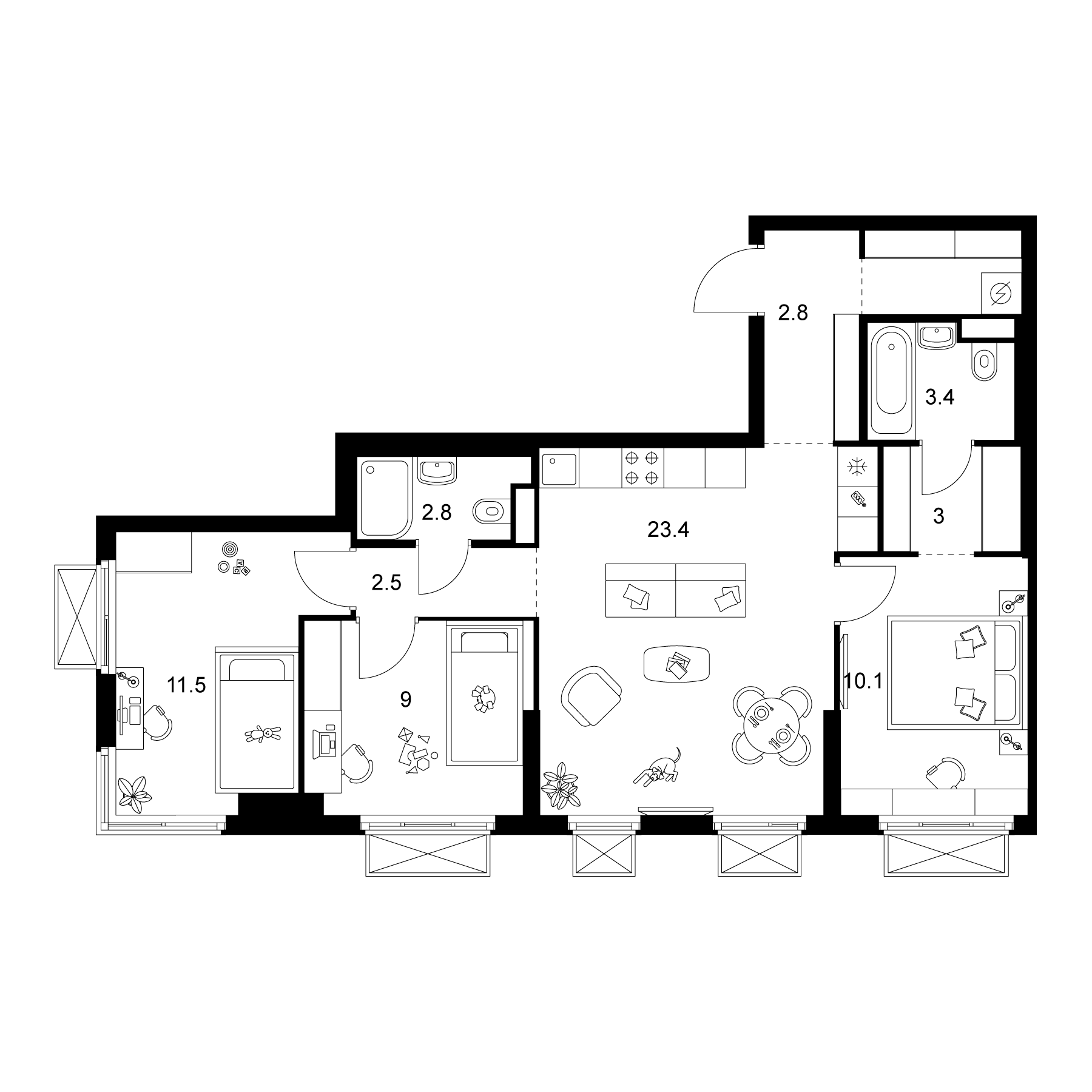 3-комн. 2-й Иртышский