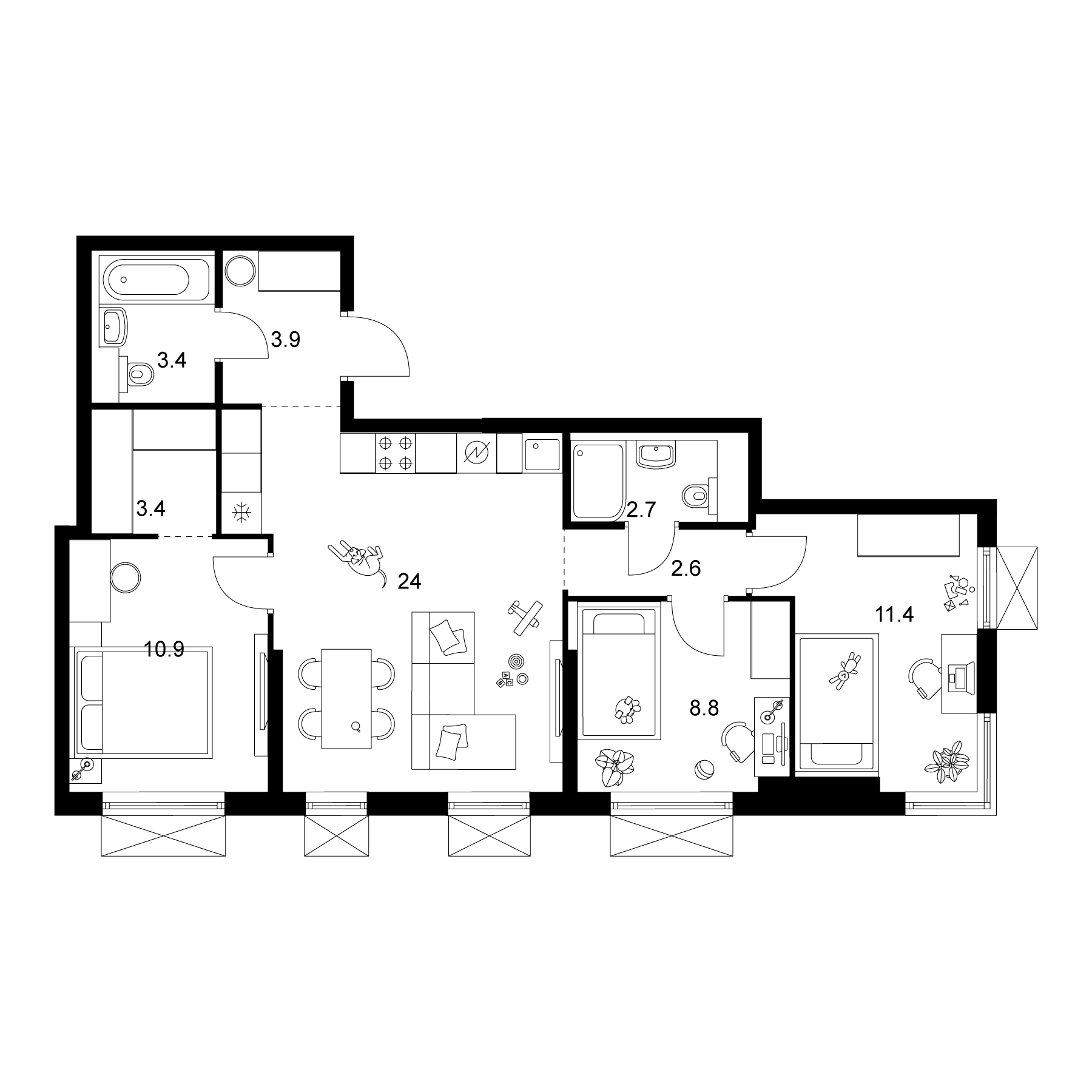 3-комн. 2-й Иртышский