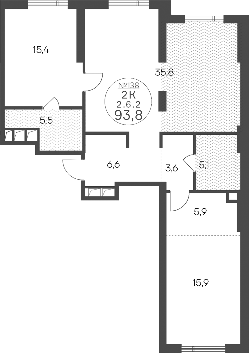 3-комн., 93.8 м², 6/21 этаж, ЖК «Клубный квартал КРЫЛАТСКАЯ 33»