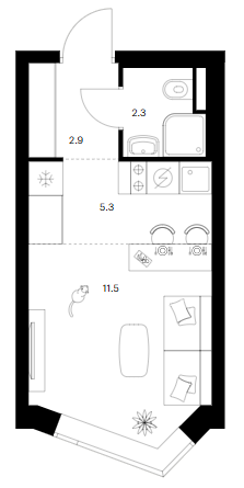 Студия, 22 м², 13/31 этаж, ЖК «Мичуринский парк»