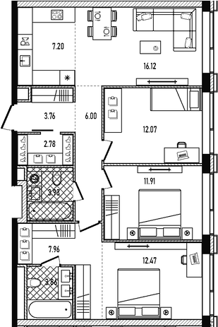 4+ комнаты, 88.06 м², 30/33 этаж, ЖК «Репаблик»