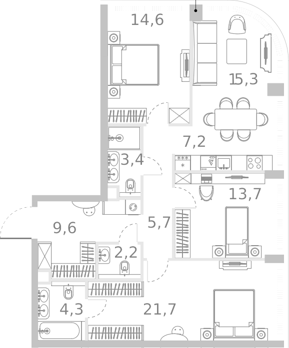 4+ комнаты, 97.7 м², 30/46 этаж, ЖК «Ривер Парк Кутузовский»