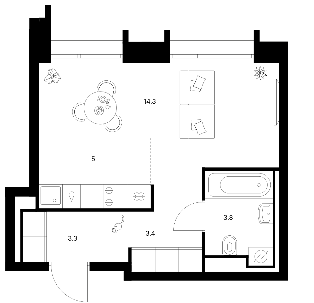 Студия, 29.8 м², 19/28 этаж, ЖК «Зеленый парк»