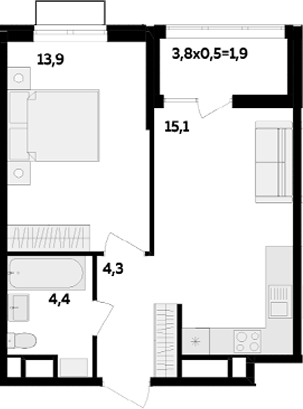 Продается 1-комн. квартира, 37.7 м²