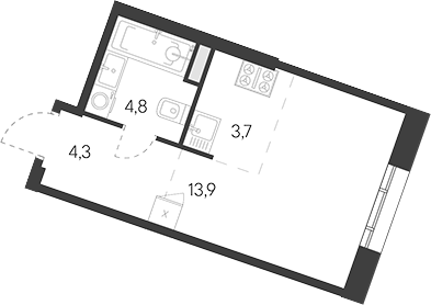 Студия, 26.7 м², 19/31 этаж, ЖК «Родина Переделкино»