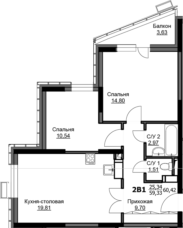 3-комн. Соболевка