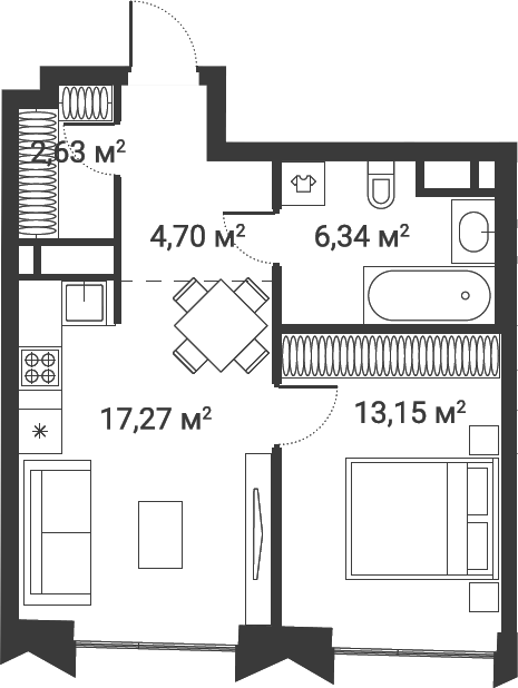 1-комн., 47 м², 27/28 этаж, ЖК «Первый Нагатинский»
