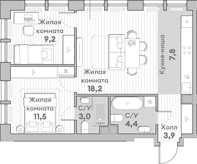 3-комн. НАТИВ