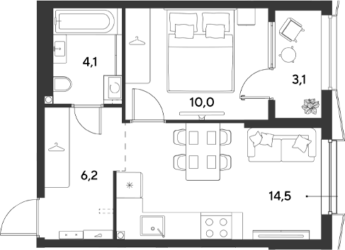 Продается 1-комн. квартира, 34.8 м²
