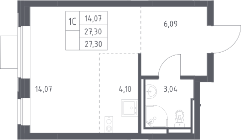Студия, 27.3 м², 12/12 этаж, ЖК «Богдановский лес»