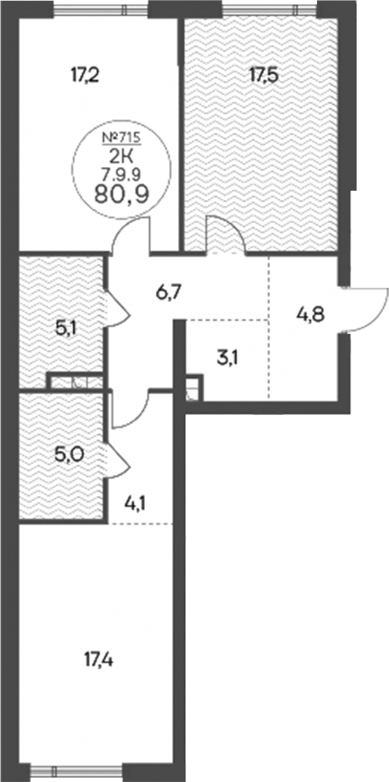 2-комн., 80.9 м², 9/14 этаж, ЖК «Клубный квартал КРЫЛАТСКАЯ 33»