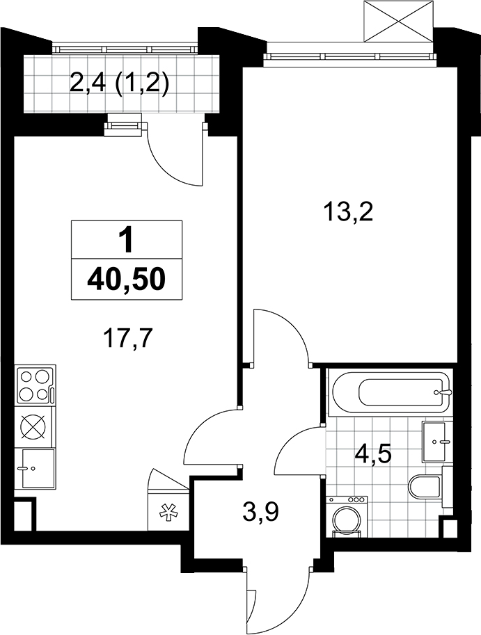 2-комн., 39.3 м², 2/11 этаж, ЖК «Деснаречье»