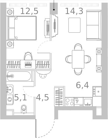 2-комн., 42.8 м², 3/45 этаж, ЖК «Ривер Парк Кутузовский»