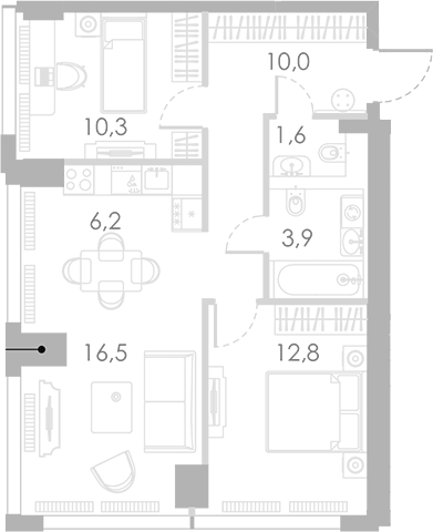 3-комн., 61.3 м², 4/46 этаж, ЖК «Ривер Парк Кутузовский»