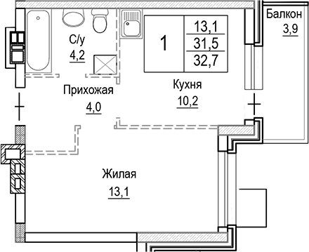 1-комн. Лесная Отрада