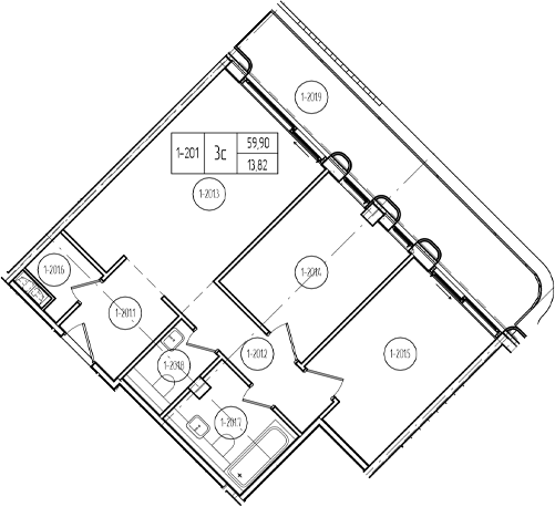 3-комн. квартира, 70 м² в ЖК Лучи — фото 2