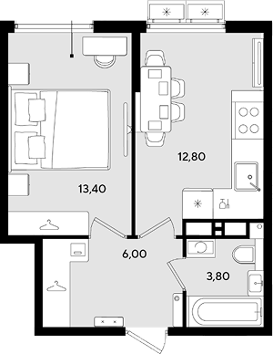 2-комн. квартира, 36 м² в ЖК Порто-Ново — фото 2