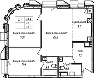 3-комн. УНО.Соколиная гора