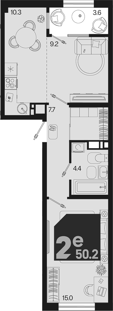 2-комн. квартира, 46.6 м² в ЖК Первое место — фото 2