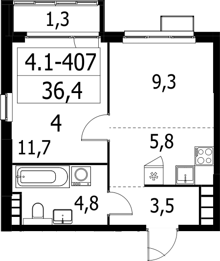 2-комн., 35.1 м², 29/30 этаж, ЖК «Южные сады»