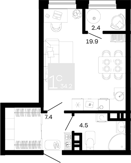 Студия квартира, 31.8 м² в ЖК Хозяин Морей — фото 2