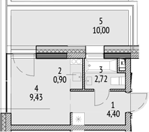 Студия, 17.45 м², 19/21 этаж, ЖК «N'ICE LOFT»