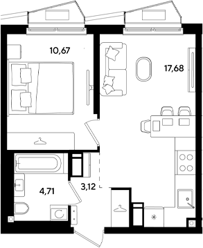 2-комн., 36.18 м², 3/18 этаж, ЖК «Парк Победы 3»