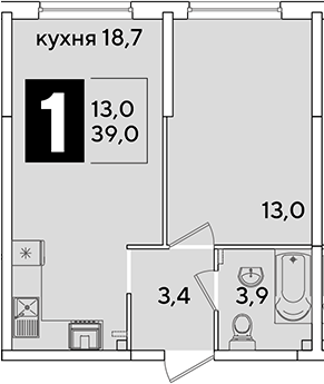 2-комн. квартира, 39 м² в ЖК Самолет — фото 2