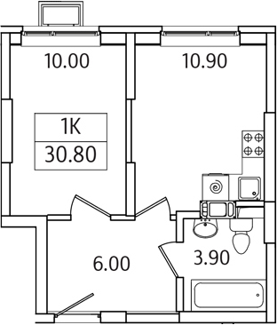 1-комн., 30.8 м², 5/21 этаж, ЖК «Видный Берег 2.0»