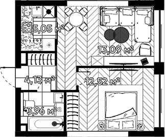 2-комн., 38.75 м², 20/25 этаж, ЖК «Квартал Серебряный бор»