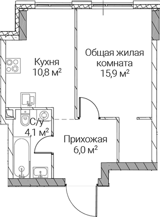 1-комн., 36.8 м², 22/51 этаж, ЖК «СЕЗАР СИЛИКА»