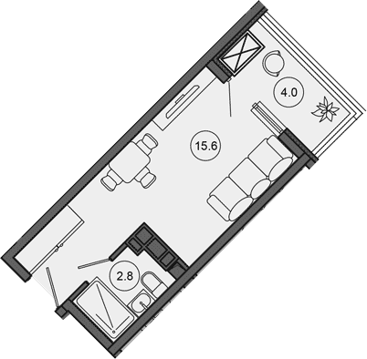 Студия квартира, 18.4 м² в ЖК Гостиничный комплекс GREENMONT — фото 2