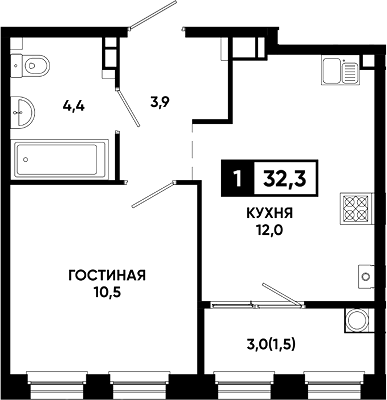 1-комн. Резиденция Софи
