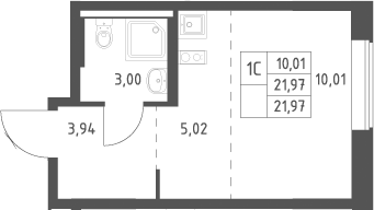 Студия, 21.97 м², 9/12 этаж, ЖК «Большое Юрлово»