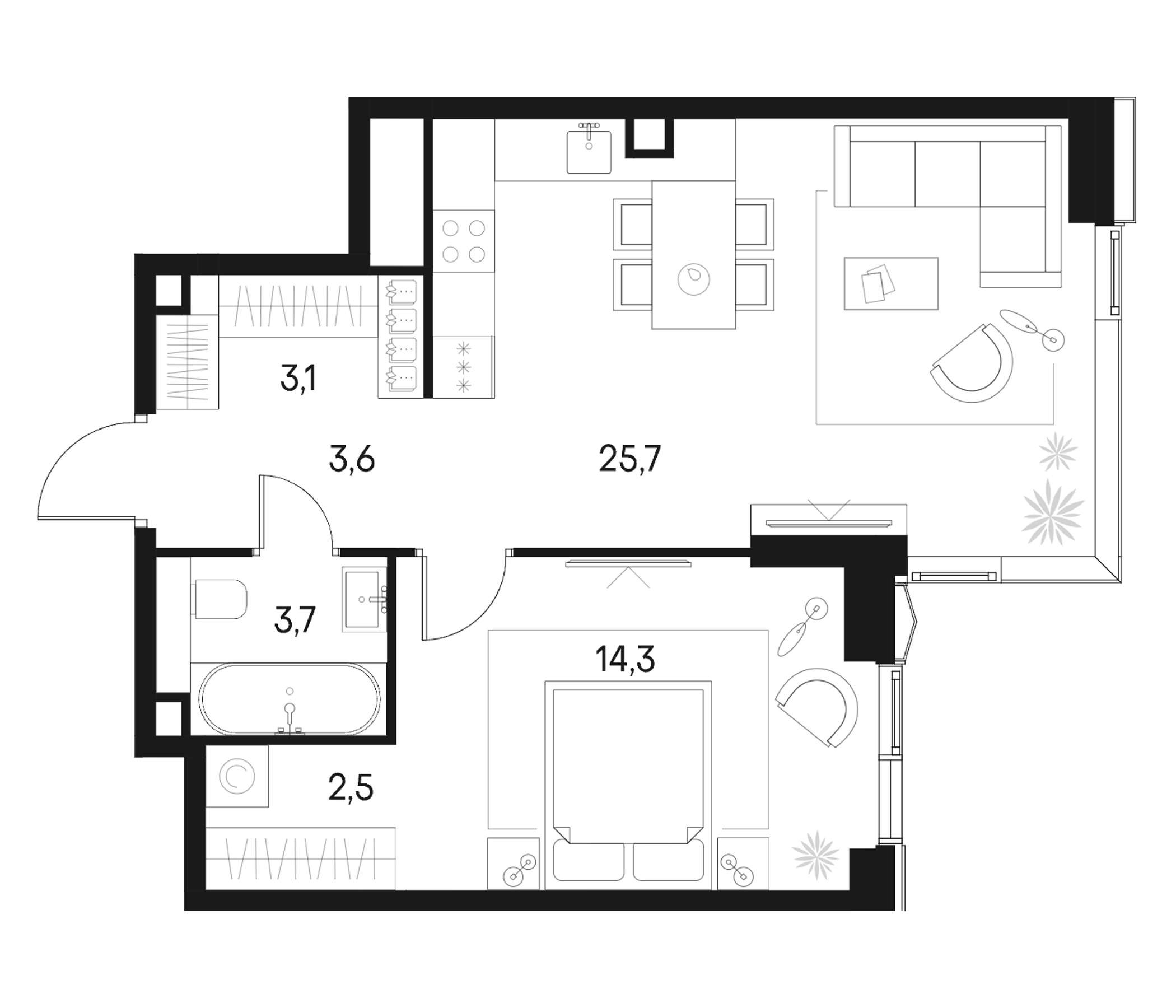 2-комн., 52.9 м², 7/22 этаж, ЖК «Клубный город на реке Примавера»