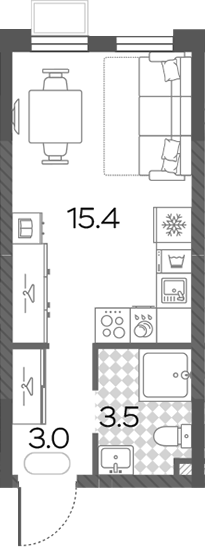 Студия, 21.9 м², 24/24 этаж, ЖК «Лучи»