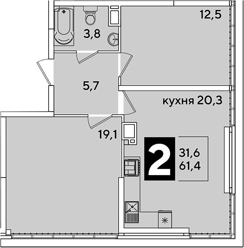 3-комн. квартира, 61.4 м² в ЖК Самолет — фото 2