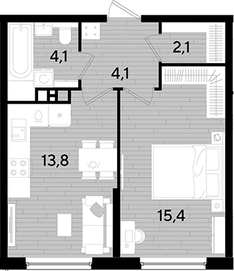1-комн. квартира, 39.5 м² в ЖК DОГМА ПАРК — фото 2
